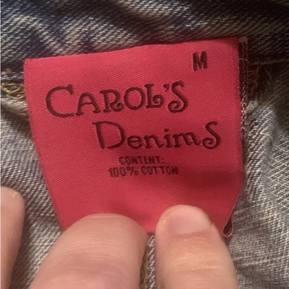 Carols Denims Blue Jean Jacket Womens Medium Button Pockets Vintage 90s-Flaws - Picture 8 of 9